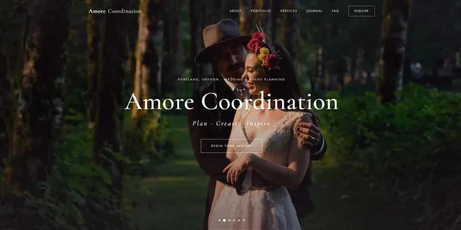 Amore Coordination website homepage