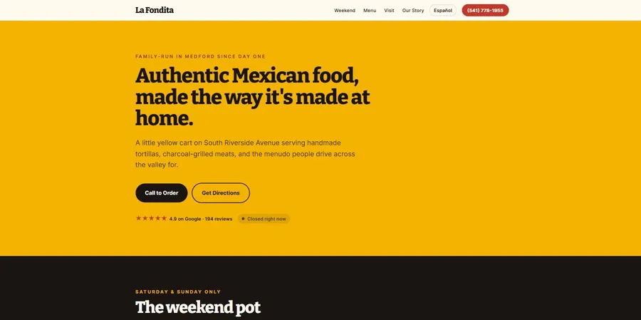 La Fondita website homepage